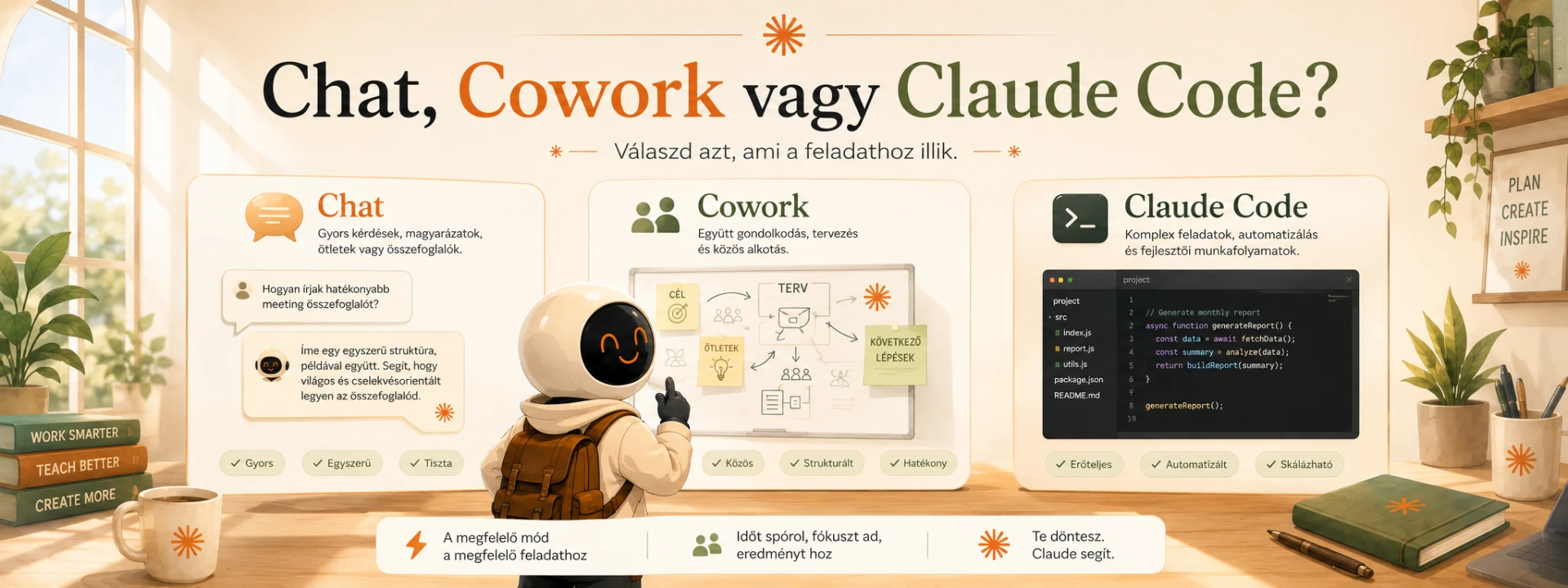 Chat, Cowork vagy Claude Code — válaszd azt, ami a feladathoz illik
